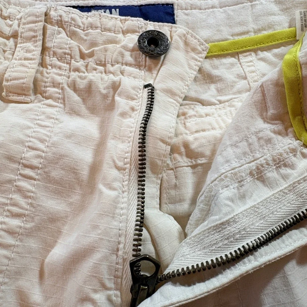 American Eagle Cargo Shorts Mens 26 Cream Ripstop Cotton Utility Casual Pockets